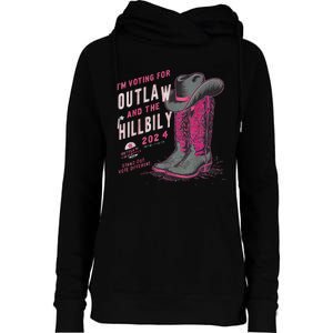 IM Voting For The Outlaw And The Hillbilly 2024 Retro Womens Funnel Neck Pullover Hood