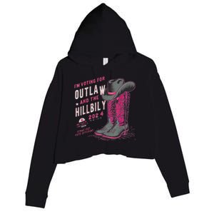 IM Voting For The Outlaw And The Hillbilly 2024 Retro Crop Fleece Hoodie