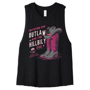 IM Voting For The Outlaw And The Hillbilly 2024 Retro Women's Racerback Cropped Tank