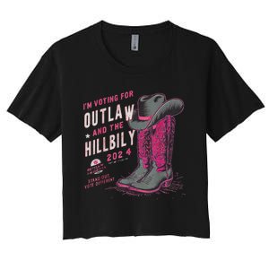 IM Voting For The Outlaw And The Hillbilly 2024 Retro Women's Crop Top Tee