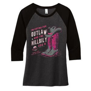 IM Voting For The Outlaw And The Hillbilly 2024 Retro Women's Tri-Blend 3/4-Sleeve Raglan Shirt