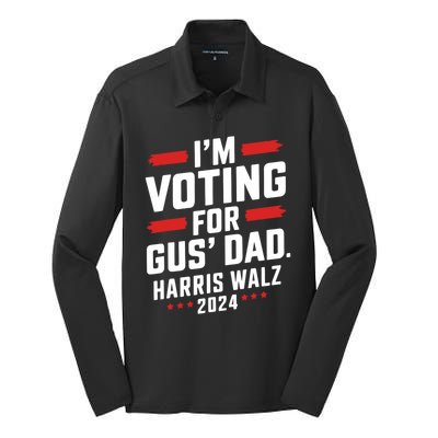 IM Voting For Gus Walz Dad Harris Walz 2024 Silk Touch Performance Long Sleeve Polo