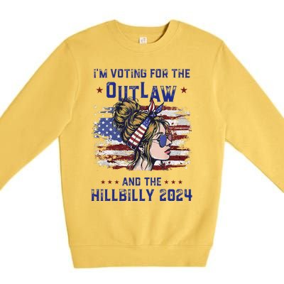 IM Voting For The Outlaw And The Hillbilly 2024 Us Flag Gift Premium Crewneck Sweatshirt