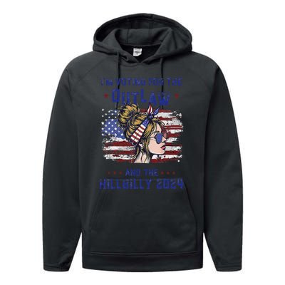 IM Voting For The Outlaw And The Hillbilly 2024 Us Flag Gift Performance Fleece Hoodie