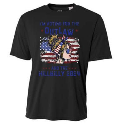 IM Voting For The Outlaw And The Hillbilly 2024 Us Flag Gift Cooling Performance Crew T-Shirt