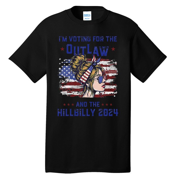 IM Voting For The Outlaw And The Hillbilly 2024 Us Flag Gift Tall T-Shirt