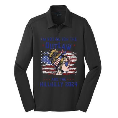 IM Voting For The Outlaw And The Hillbilly 2024 Us Flag Gift Silk Touch Performance Long Sleeve Polo