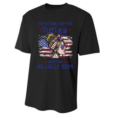 IM Voting For The Outlaw And The Hillbilly 2024 Us Flag Gift Performance Sprint T-Shirt