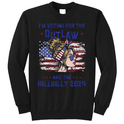 IM Voting For The Outlaw And The Hillbilly 2024 Us Flag Gift Tall Sweatshirt