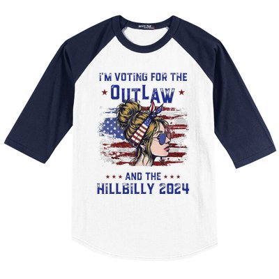 IM Voting For The Outlaw And The Hillbilly 2024 Us Flag Gift Baseball Sleeve Shirt