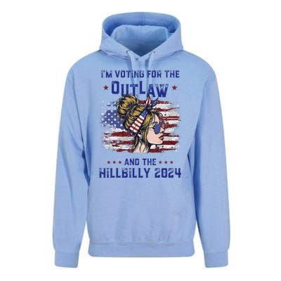 IM Voting For The Outlaw And The Hillbilly 2024 Us Flag Gift Unisex Surf Hoodie