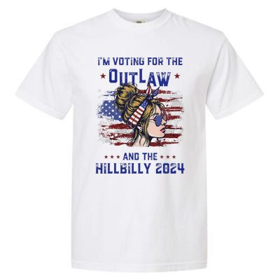 IM Voting For The Outlaw And The Hillbilly 2024 Us Flag Gift Garment-Dyed Heavyweight T-Shirt