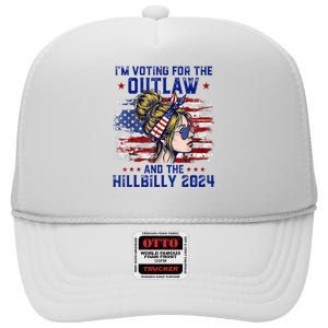 IM Voting For The Outlaw And The Hillbilly 2024 Us Flag High Crown Mesh Back Trucker Hat