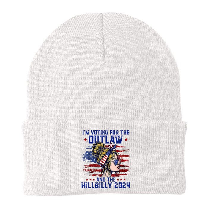 IM Voting For The Outlaw And The Hillbilly 2024 Us Flag Knit Cap Winter Beanie