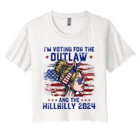 IM Voting For The Outlaw And The Hillbilly 2024 Us Flag Women's Crop Top Tee