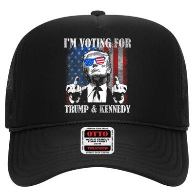 IM Voting For Trump And Kennedy 2024 Trump Vance Kennedy High Crown Mesh Back Trucker Hat