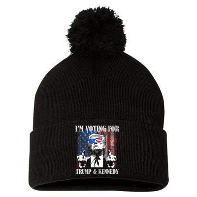 IM Voting For Trump And Kennedy 2024 Trump Vance Kennedy Pom Pom 12in Knit Beanie