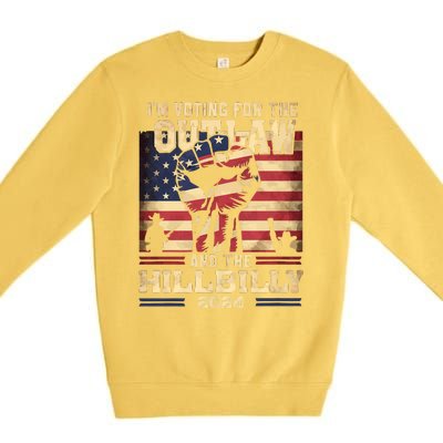 Im Voting For The Outlaw And The Hillbilly 2024 Trump Vance 2024 Us Flag Premium Crewneck Sweatshirt