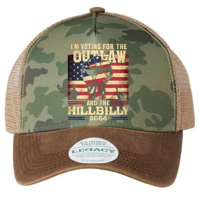 Im Voting For The Outlaw And The Hillbilly 2024 Trump Vance 2024 Us Flag Legacy Tie Dye Trucker Hat