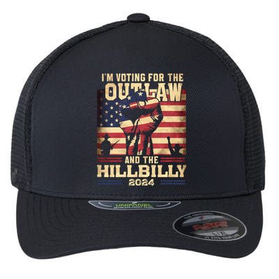 Im Voting For The Outlaw And The Hillbilly 2024 Trump Vance 2024 Us Flag Flexfit Unipanel Trucker Cap