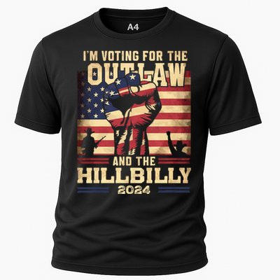 Im Voting For The Outlaw And The Hillbilly 2024 Trump Vance 2024 Us Flag Cooling Performance Crew T-Shirt