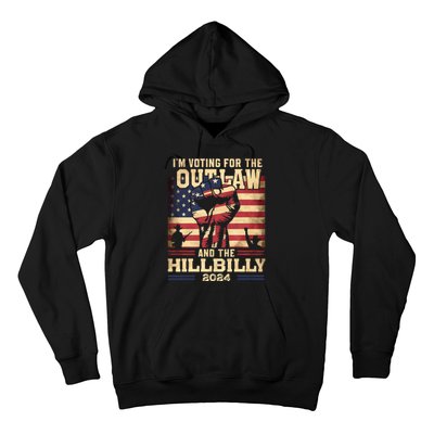 Im Voting For The Outlaw And The Hillbilly 2024 Trump Vance 2024 Us Flag Hoodie