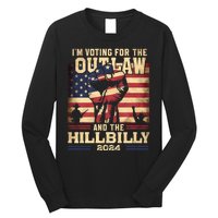 Im Voting For The Outlaw And The Hillbilly 2024 Trump Vance 2024 Us Flag Long Sleeve Shirt