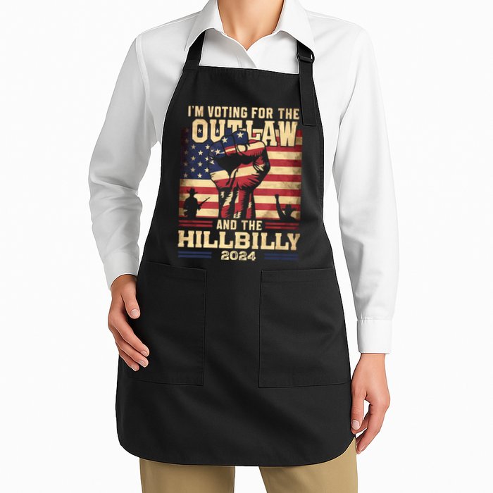 Im Voting For The Outlaw And The Hillbilly 2024 Trump Vance 2024 Us Flag Apron