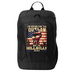 Im Voting For The Outlaw And The Hillbilly 2024 Trump Vance 2024 Us Flag City Backpack