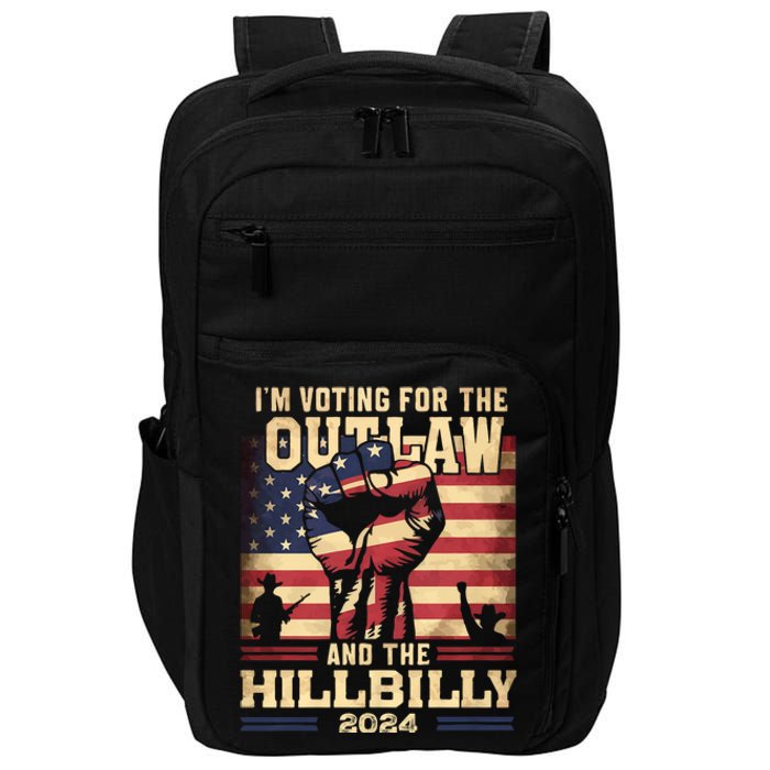 Im Voting For The Outlaw And The Hillbilly 2024 Trump Vance 2024 Us Flag Impact Tech Backpack