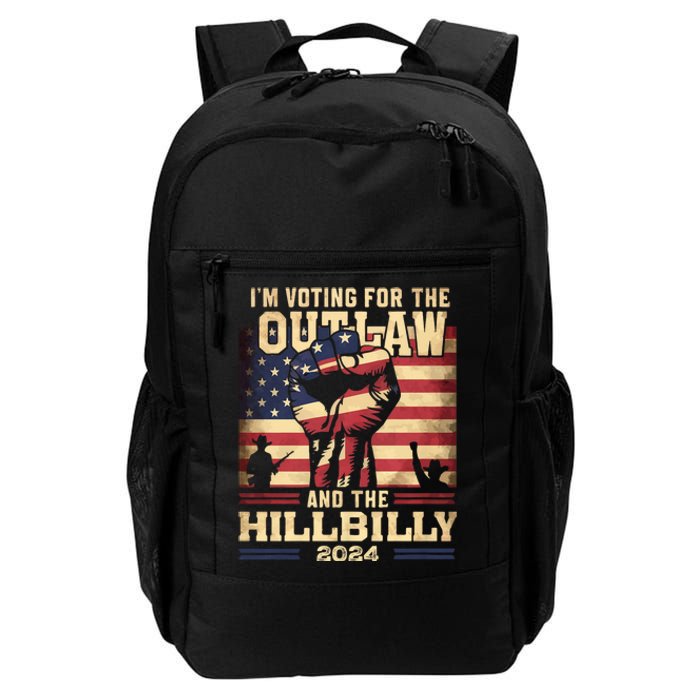 Im Voting For The Outlaw And The Hillbilly 2024 Trump Vance 2024 Us Flag Daily Commute Backpack