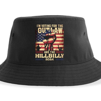 Im Voting For The Outlaw And The Hillbilly 2024 Trump Vance 2024 Us Flag Sustainable Bucket Hat