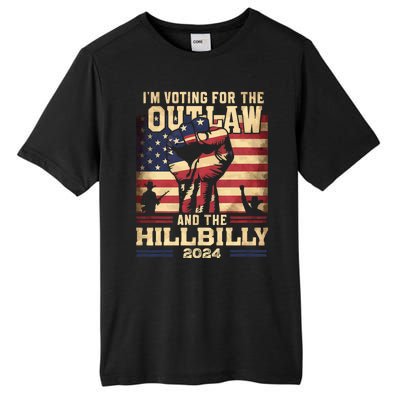 Im Voting For The Outlaw And The Hillbilly 2024 Trump Vance 2024 Us Flag Tall Fusion ChromaSoft Performance T-Shirt