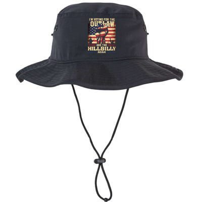 Im Voting For The Outlaw And The Hillbilly 2024 Trump Vance 2024 Us Flag Bucket Hat