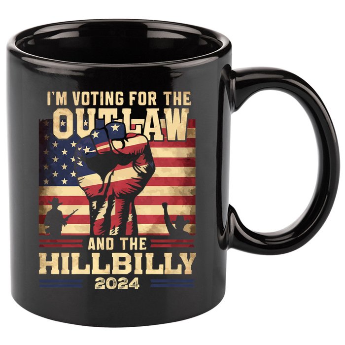 Im Voting For The Outlaw And The Hillbilly 2024 Trump Vance 2024 Us Flag 11oz C Handle Ceramic Mug
