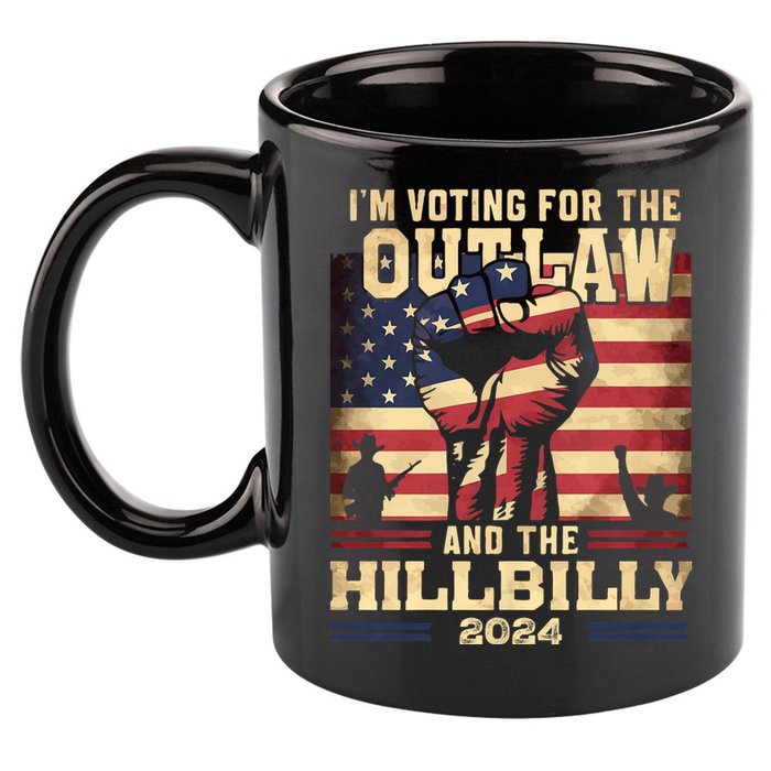 Im Voting For The Outlaw And The Hillbilly 2024 Trump Vance 2024 Us Flag 11oz C Handle Ceramic Mug