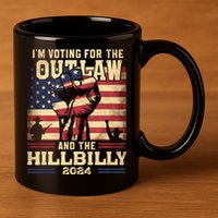 Im Voting For The Outlaw And The Hillbilly 2024 Trump Vance 2024 Us Flag 11oz C Handle Ceramic Mug
