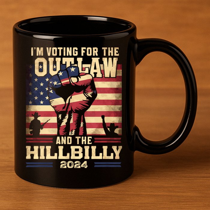 Im Voting For The Outlaw And The Hillbilly 2024 Trump Vance 2024 Us Flag 11oz C Handle Ceramic Mug
