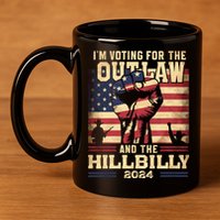 Im Voting For The Outlaw And The Hillbilly 2024 Trump Vance 2024 Us Flag 11oz C Handle Ceramic Mug