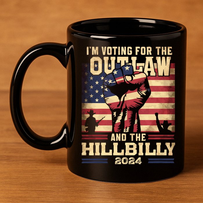 Im Voting For The Outlaw And The Hillbilly 2024 Trump Vance 2024 Us Flag 11oz C Handle Ceramic Mug