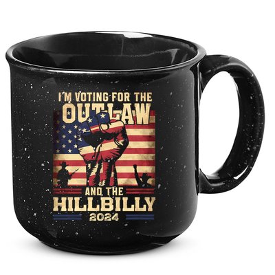 Im Voting For The Outlaw And The Hillbilly 2024 Trump Vance 2024 Us Flag 15oz Campfire Ceramic Mug
