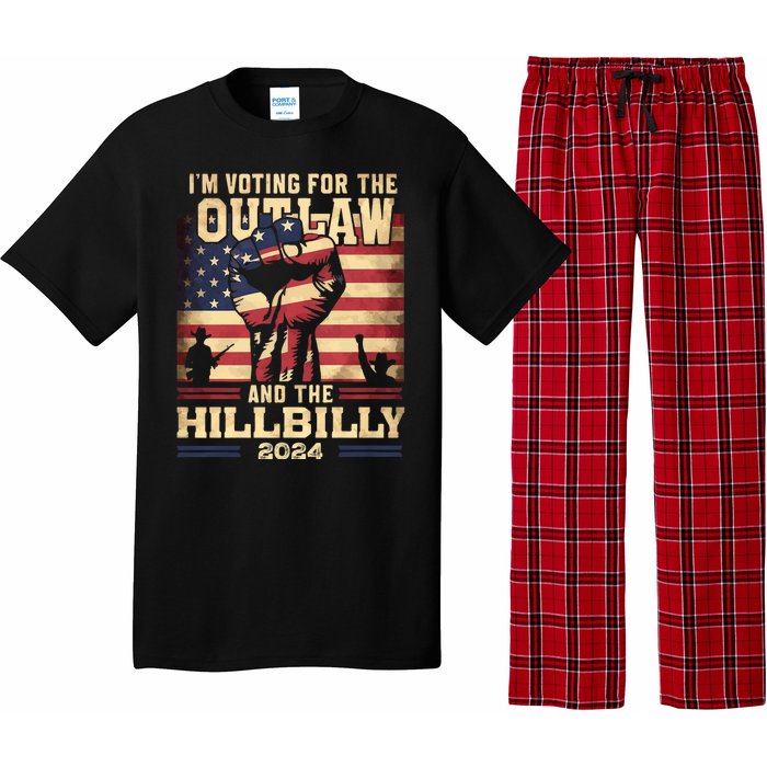 Im Voting For The Outlaw And The Hillbilly 2024 Trump Vance 2024 Us Flag Pajama Set