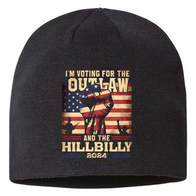 Im Voting For The Outlaw And The Hillbilly 2024 Trump Vance 2024 Us Flag Sustainable Beanie