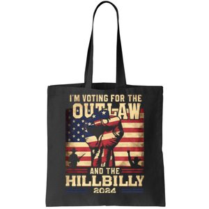 Im Voting For The Outlaw And The Hillbilly 2024 Trump Vance 2024 Us Flag Tote Bag