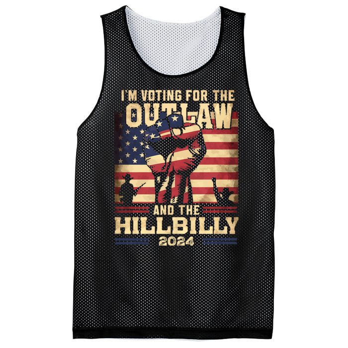 Im Voting For The Outlaw And The Hillbilly 2024 Trump Vance 2024 Us Flag Mesh Reversible Basketball Jersey Tank