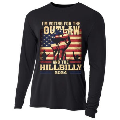 Im Voting For The Outlaw And The Hillbilly 2024 Trump Vance 2024 Us Flag Cooling Performance Long Sleeve Crew
