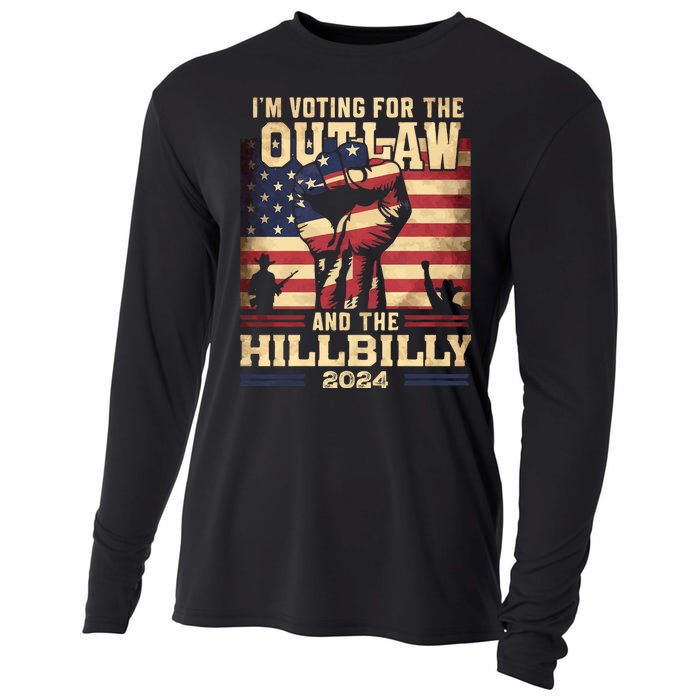 Im Voting For The Outlaw And The Hillbilly 2024 Trump Vance 2024 Us Flag Cooling Performance Long Sleeve Crew