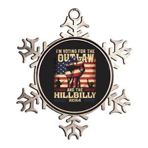 Im Voting For The Outlaw And The Hillbilly 2024 Trump Vance 2024 Us Flag Metallic Star Ornament