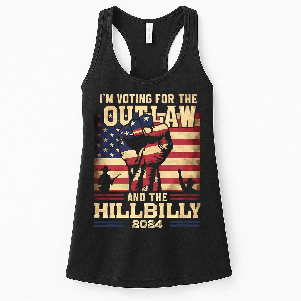 Im Voting For The Outlaw And The Hillbilly 2024 Trump Vance 2024 Us Flag Womens Tank Top