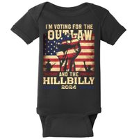 Im Voting For The Outlaw And The Hillbilly 2024 Trump Vance 2024 Us Flag Baby Bodysuit